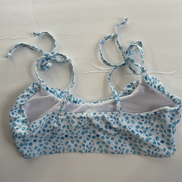SHEIN Size Small Blue White Ditzy Floral Bikini Swim Top Padded Adjustable Strap - Picture 4 of 6